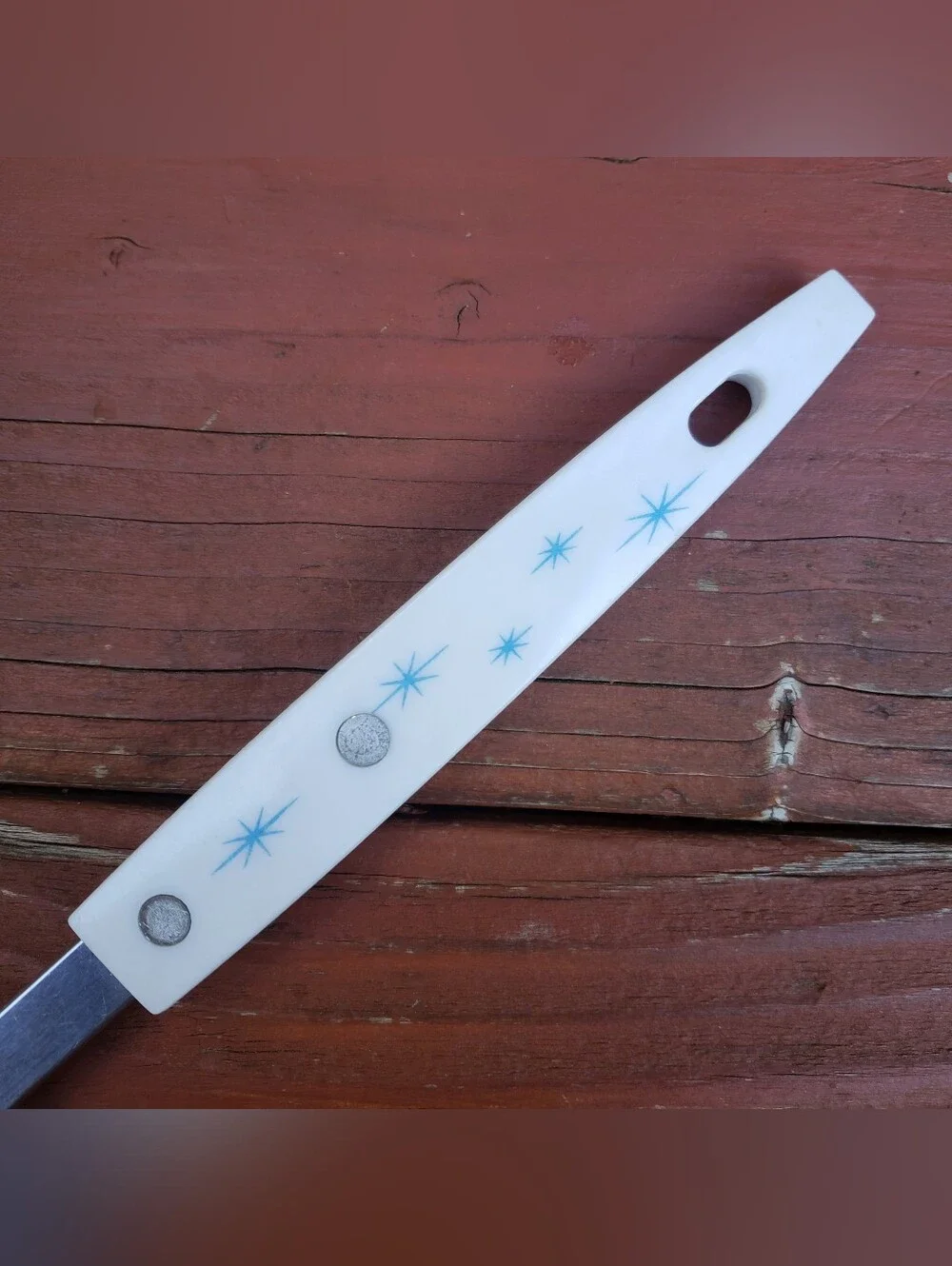 Vintage MCM Atomic Starburst Stars Kitchen Stainless Serving Fork - USA